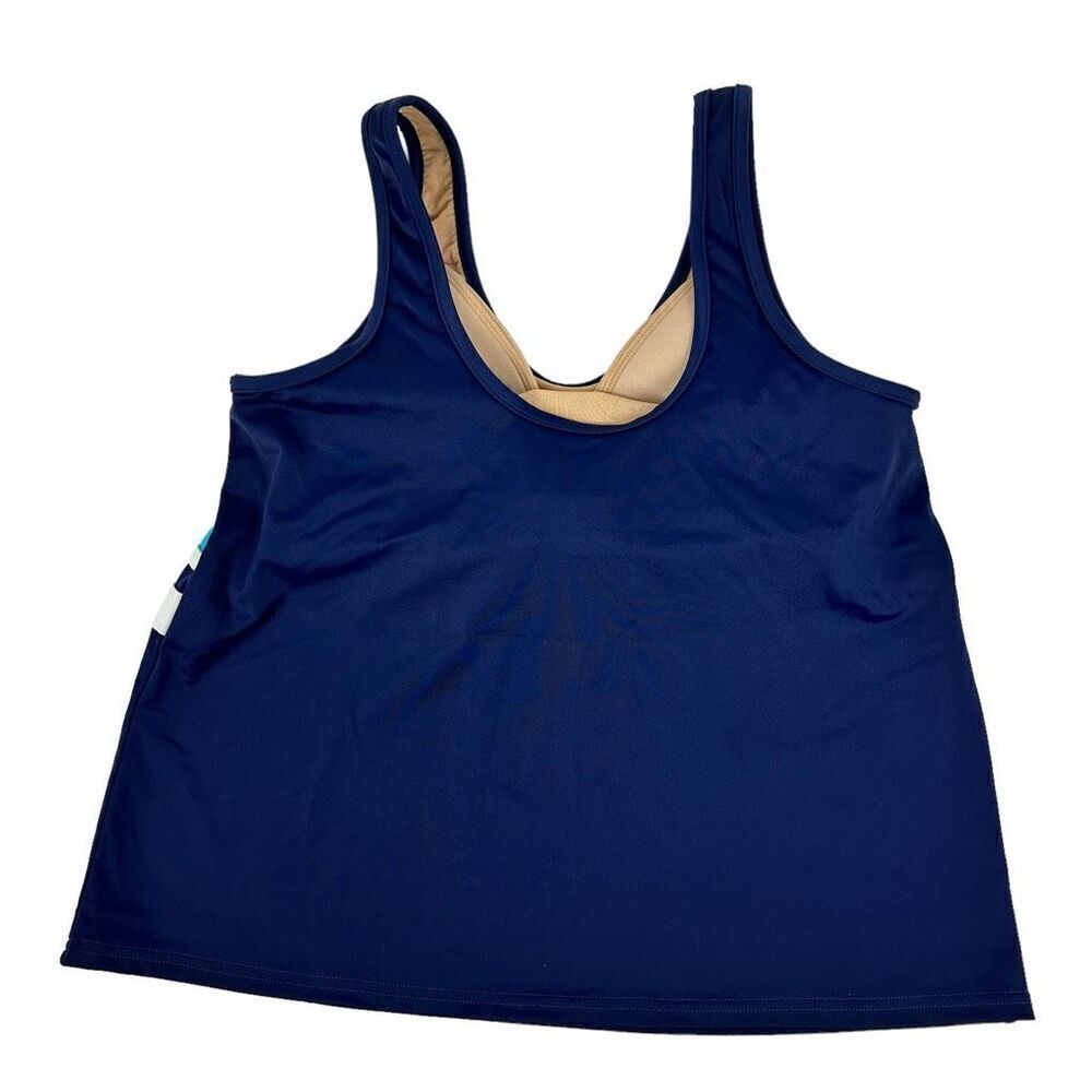 L.L. Bean Tank Tankini Swimsuit Top Teal Blue size 12 - Picture 3 of 7